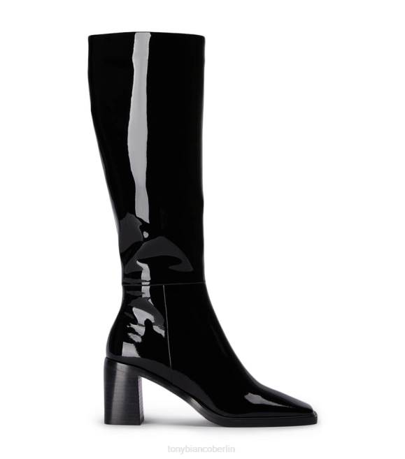 kniehohe Stiefel| de Tony Bianco Frauen Darby-Kalbsstiefel schwarzes Lackleder 4624464